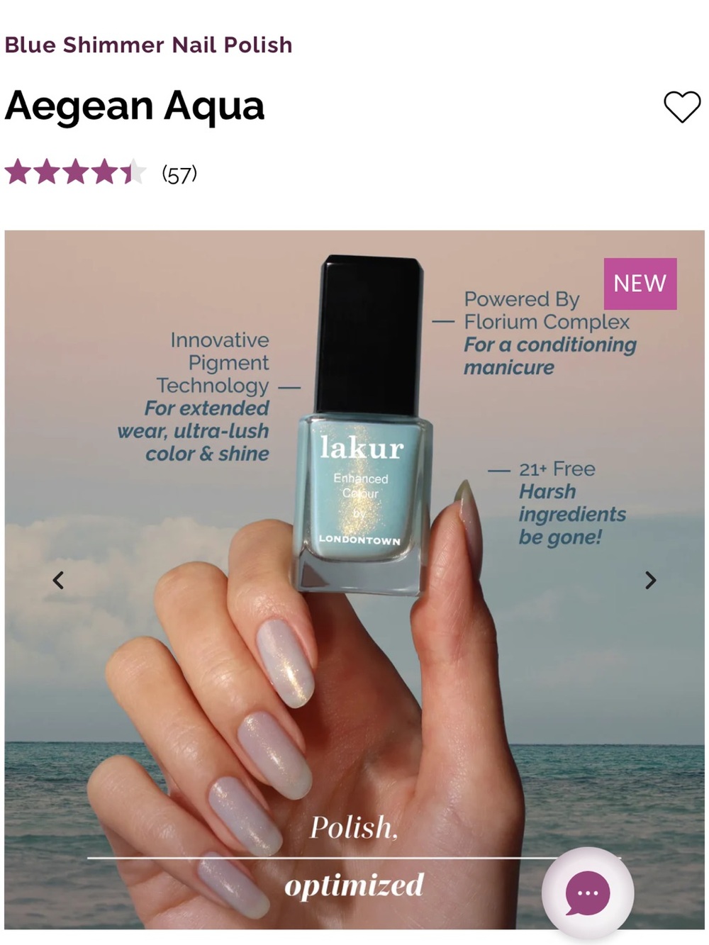 Londontown Lakur Aegean Aqua Blue Shimmer Nail Polish
